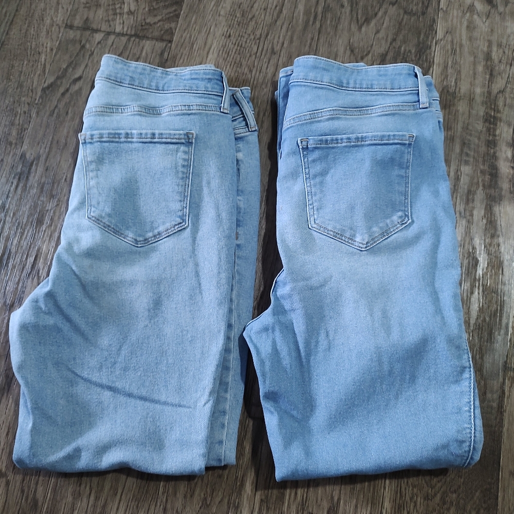 Old Navy light wash 2 pair Rockstar super skinny high-rise Size14 tall